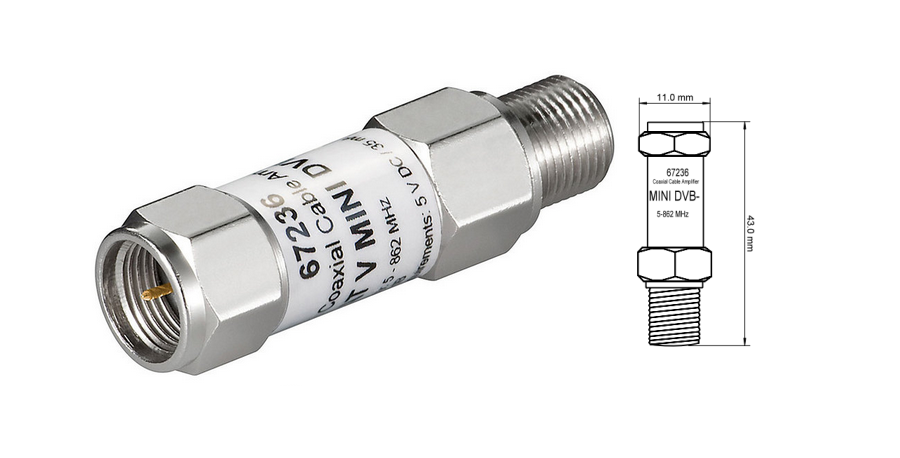 Lee más sobre el artículo Mini amplificador para cable coaxial 18 dB